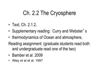 Ch. 2.2 The Cryosphere