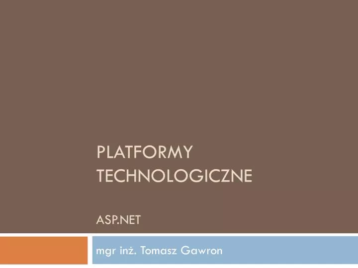 platformy technologiczne asp net