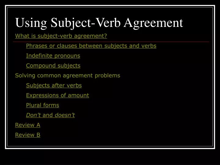 using subject verb agreement