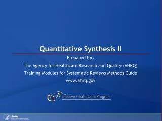 Quantitative Synthesis II