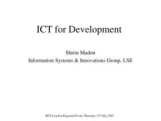 ICT for Development