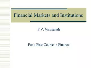 Financial Markets and Institutions