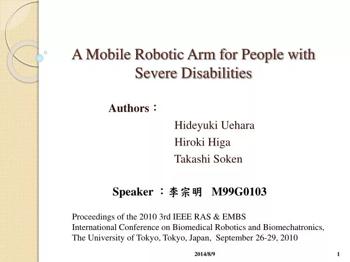 a mobile robotic arm for people with severe disabilities