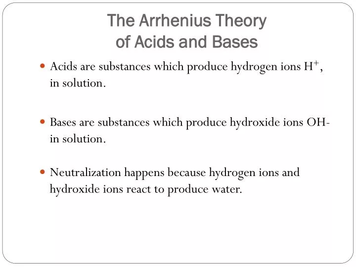 the arrhenius theory of acids and bases