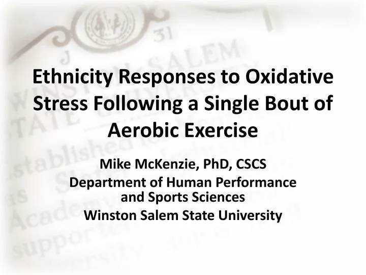 ethnicity responses to oxidative stress following a single bout of aerobic exercise