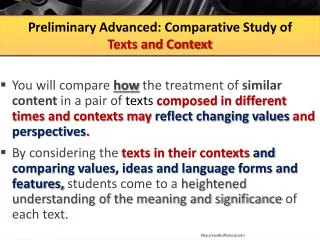 Preliminary Advanced: Comparative Study of Texts and Context
