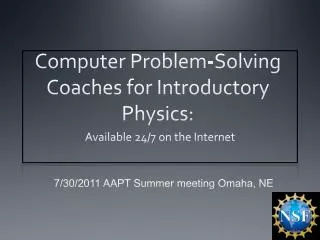 Computer Problem-Solving Coaches for Introductory Physics: