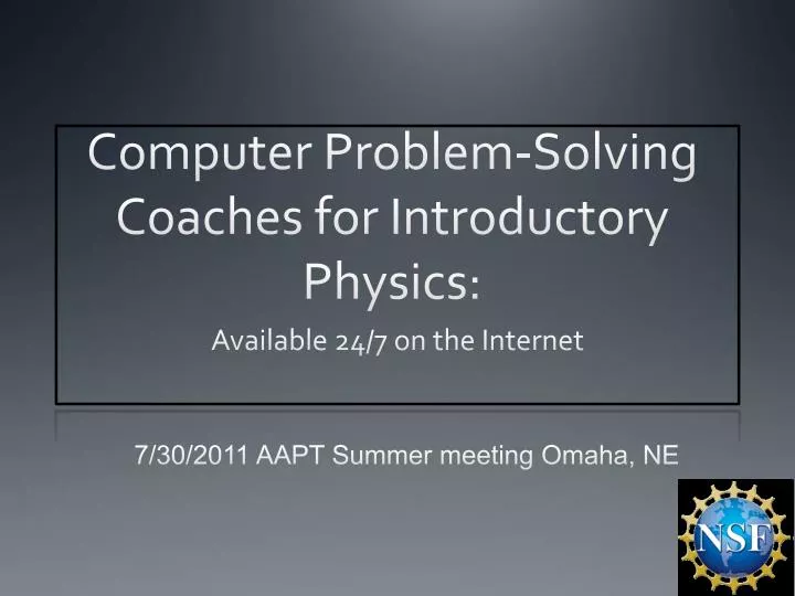 computer problem solving coaches for introductory physics