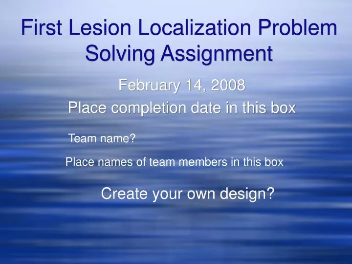 first lesion localization problem solving assignment