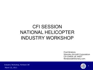 CFI SESSION NATIONAL HELICOPTER INDUSTRY WORKSHOP