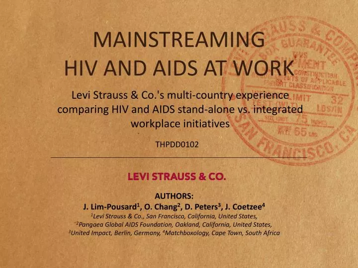 mainstreaming hiv and aids at work
