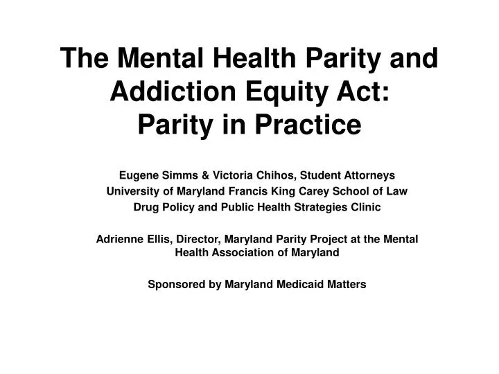 the mental health parity and addiction equity act parity in practice