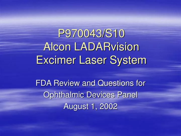 p970043 s10 alcon ladarvision excimer laser system