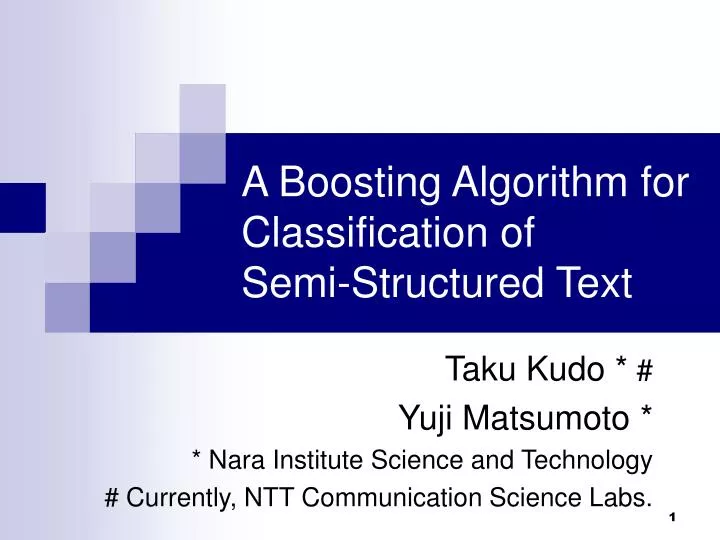 a boosting algorithm for classification of semi structured text