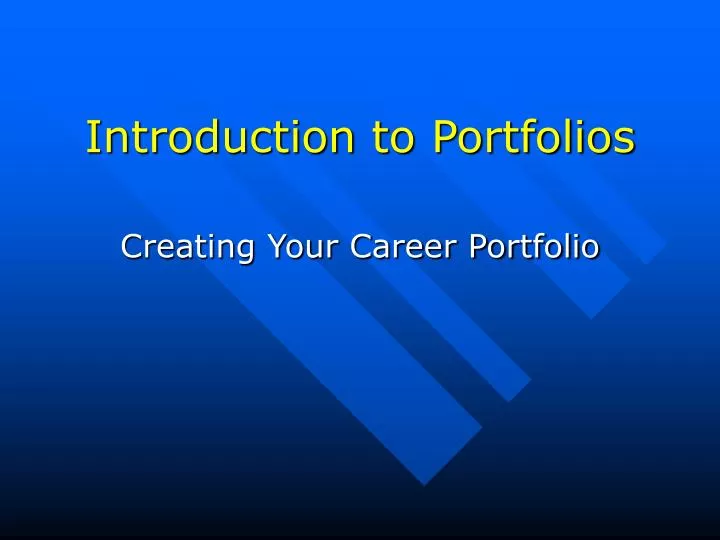 introduction to portfolios