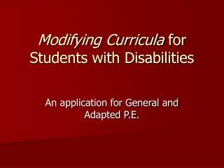 Modifying Curricula for Students with Disabilities