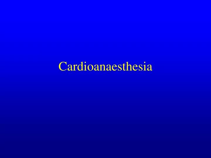 cardioanaesthesia
