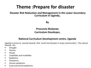 theme prepare for disaster