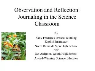 Observation and Reflection: Journaling in the Science Classroom