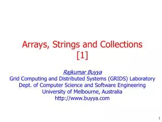 Arrays, Strings and Collections [1]