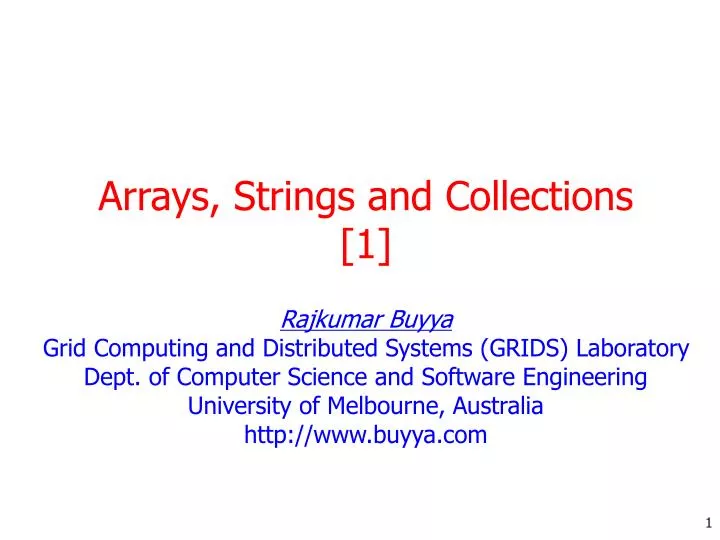arrays strings and collections 1