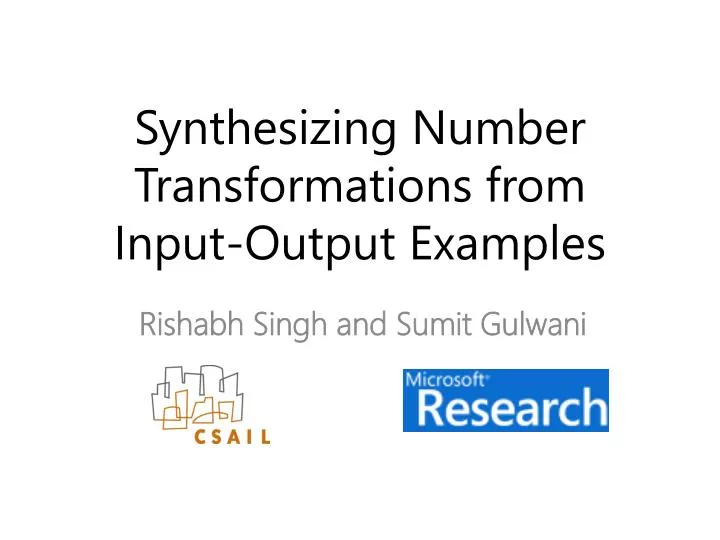 synthesizing number transformations from input output examples