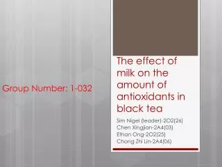 The effect of milk on the amount of antioxidants in black tea