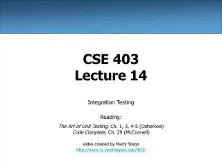 CSE 403 Lecture 14