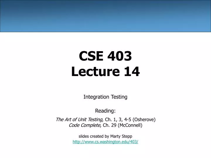 cse 403 lecture 14