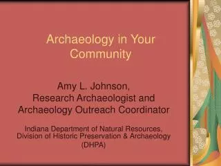 Archaeology in Your Community