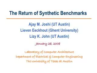 The Return of Synthetic Benchmarks