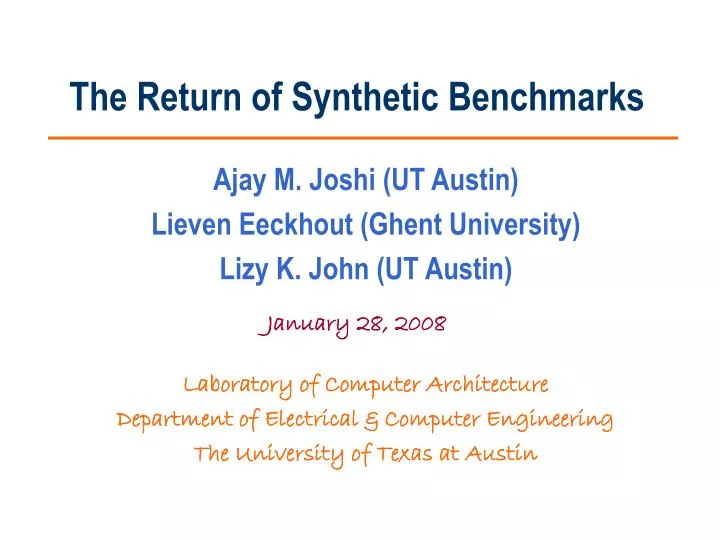 the return of synthetic benchmarks
