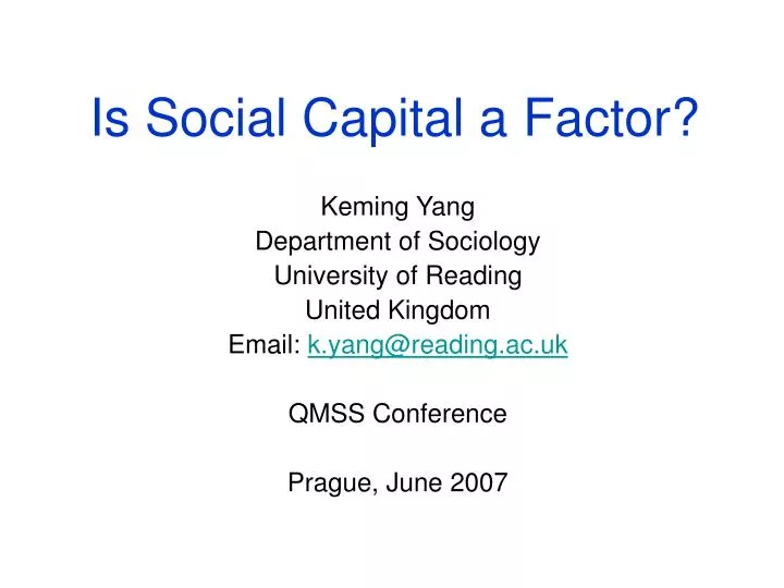 is social capital a factor