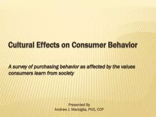 Cultural Effects on Consumer Behavior