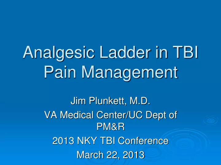 analgesic ladder in tbi pain management