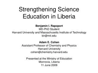 Strengthening Science Education in Liberia