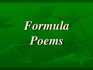Formula Poems