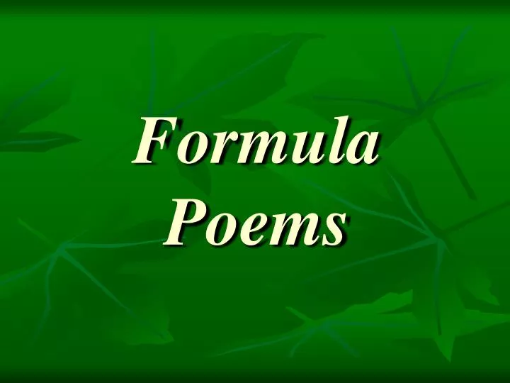 formula poems