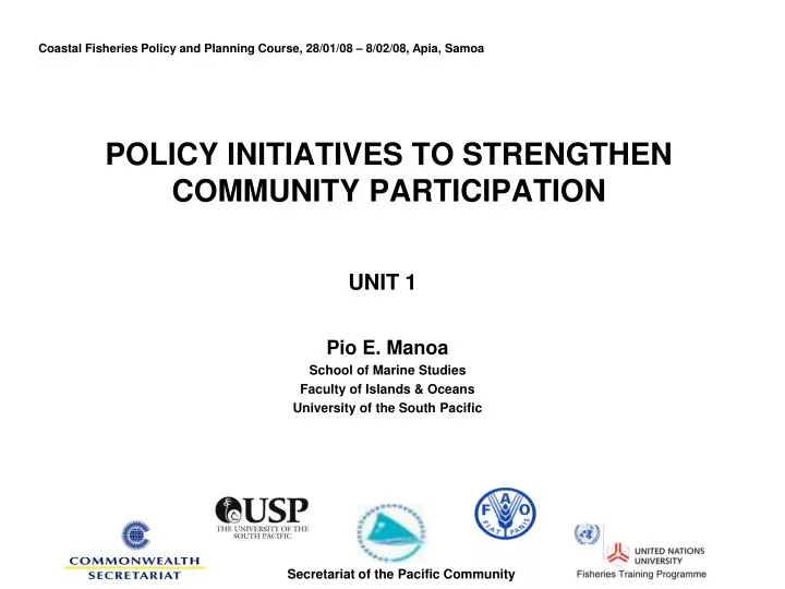 policy initiatives to strengthen community participation