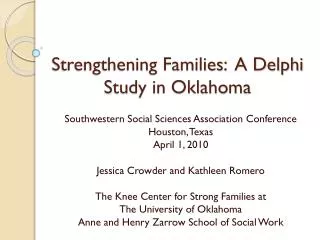 Strengthening Families: A Delphi Study in Oklahoma