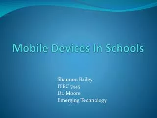 Mobile Devices In Schools