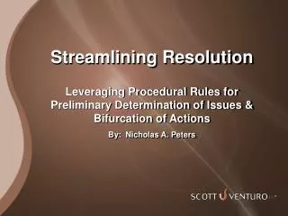 Streamlining Resolution