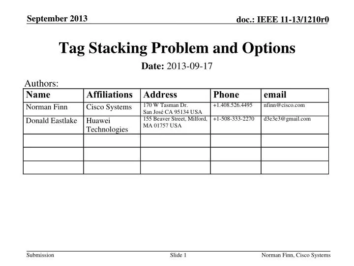 tag stacking problem and options