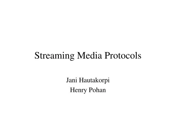 streaming media protocols