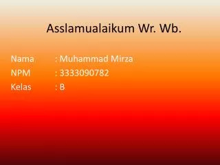 asslamualaikum wr wb