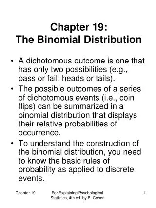 Chapter 19: The Binomial Distribution