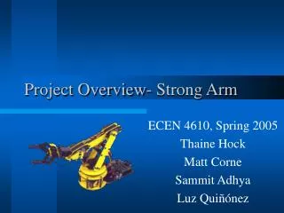 Project Overview- Strong Arm