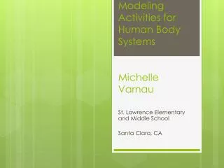Modeling Activities for Human Body Systems Michelle Varnau