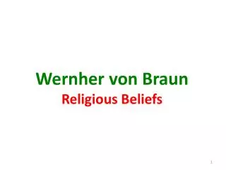 Wernher von Braun Religious Beliefs
