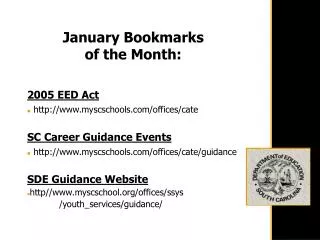 January Bookmarks of the Month: 2005 EED Act myscschools/offices/cate